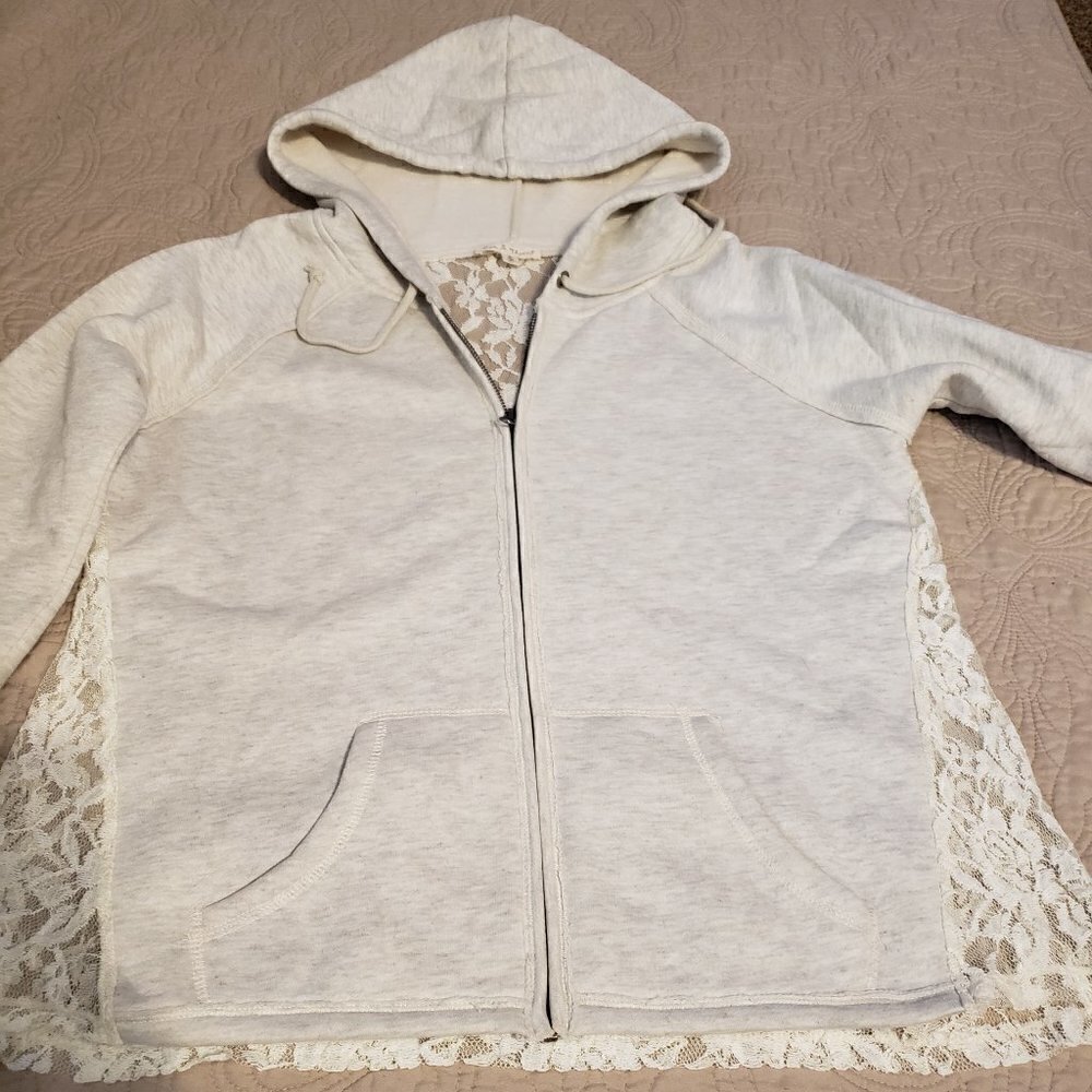 HEM & Thread Heather Gray Hoodie w/full lace back